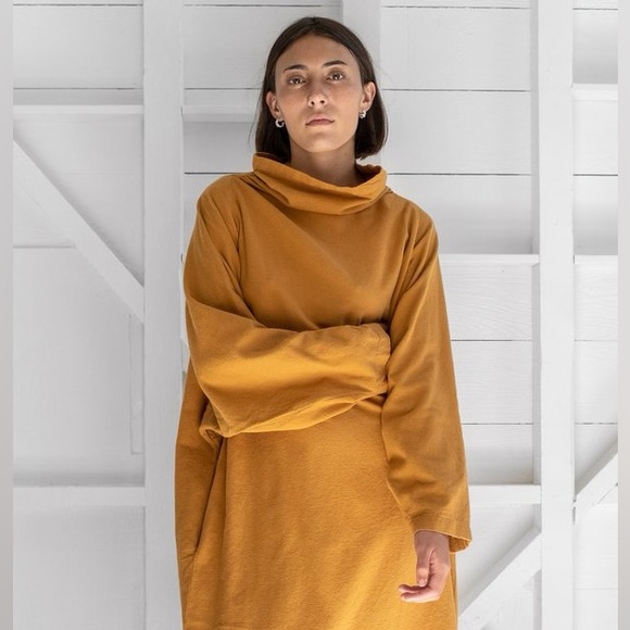 Black Crane Dresses & Skirts - Black Crane Soft Flannel Tube Dress in Golden Yellow